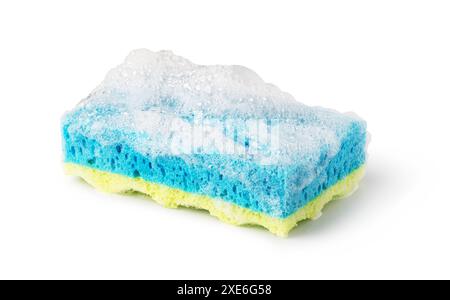 Cleaning sponge with soap foam Stock Photo