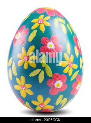 Painted egg, painted chicken egg for Easter holidays. Easter egg isolated on white background. Stock Photo
