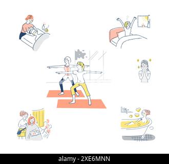 Various female lifestyle scenes Set Stock Photo - Alamy