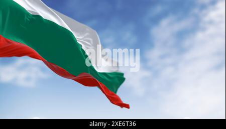 Close-up of Bulgaria national flag waving in the wind Stock Photo