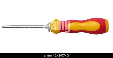 Screwdriver with rubber red handle on isolated background Stock Photo