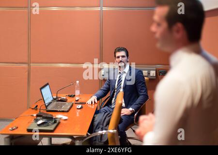 Speaker giving a talk at business meeting. Business and Entrepreneurship concept. Stock Photo