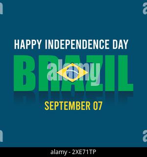 Happy Independence Day Brazil September 7. Brazil Independence Day poster, banner, template design. Brazil flag vector. Blue background Stock Vector
