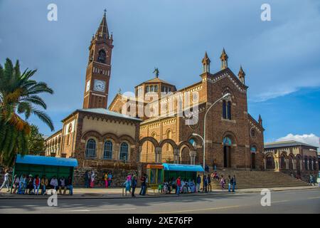 St. Mary´s Catholic Cathedral on Harnet Avenue, Asmara, Eritrea, Africa Stock Photo