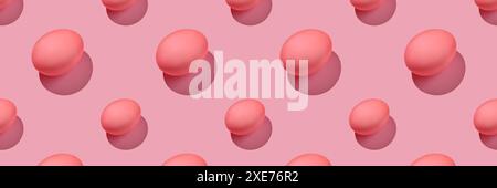 Easter composition pattern in pink shades. Painted eggs on a pink background. Stock Photo