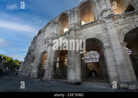 Arles Amphitheatre (les Arenes d'Arles), built by the Romans in 90 AD, Arles, Bouches-du-Rhone, Provence, France, Europe Stock Photo