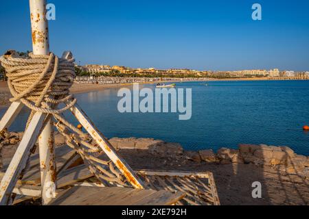 View of beach in Sahl Hasheesh Old Town, Sahl Hasheesh, Hurghada, Red Sea Governorate, Egypt, North Africa, Africa Stock Photo