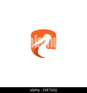 Pelican vector logo design orange color symbol. pelican icon vector Stock Vector