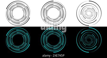 Dynamic transition illusion lines in a circle. Stock Vector