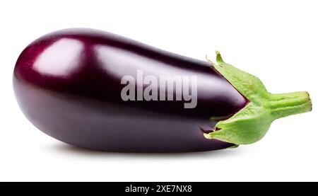 Purple eggplant isolated on white background. Clipping Path. Stock Photo