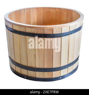 Wooden barrel isolated on white background. Clipping path included. Stock Photo