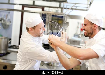 Chefs, Cooks in cooking school, Cuisine School, Donostia, San Sebastian, Gipuzkoa, Basque Country, Spain, Europe Stock Photo