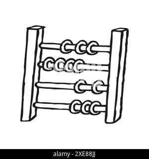 Doodle abacus with wooden beads. Hand drawn vintage calculation tool symbol Stock Vector
