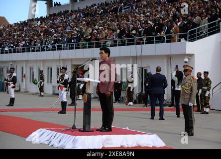 Antananarivo, Madagascar. 26th June, 2024. Malagasy President Andry ...