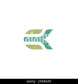 EK Leaf Logo Template. EK Initial Logo Stock Vector