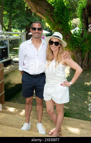 Stoke Poges, UK. 26th June, 2024. Guests enjoying the atmosphere on another beautiful sunny day at the Boodles Tennis at Stoke Park in Stoke Poges, Buckinghamshire. Credit: Maureen McLean/Alamy Live News Stock Photo