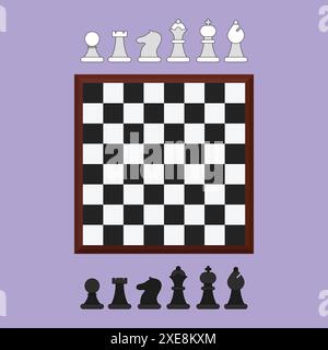 Chess board vector icon. Chess board set illustration vector. Chess board with pieces set Stock Vector