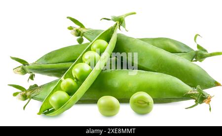 Fresh green peas isolated on white background. Clipping path included. Stock Photo