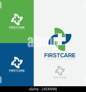 First care medical Logo Symbol. Pharmacy Logo Design Flat Vector Template Element. Stock Vector