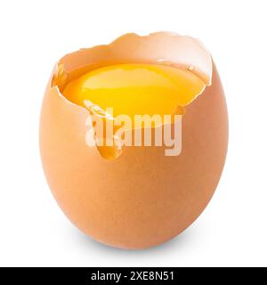 Broken egg isolated on white background. Clipping path included Stock Photo