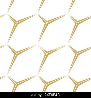 Abstract geometric pattern with stripes, lines. Seamless vector background. White and gold ornament. Modern reticulated graphic design. Stock Photo