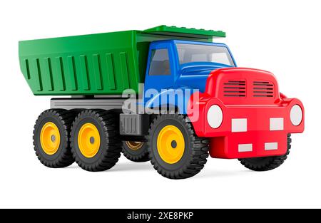 Dump Truck Toy, 3D rendering isolated on white background Stock Photo