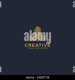 creative line hand logo design vector symbol Stock Vector