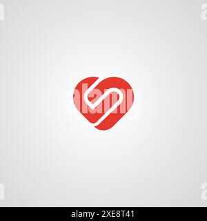 Heart vector symbol. Valentines day ribbon logotype. Abstract line logo icon design Stock Vector