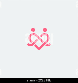 Heart vector symbol. Valentines day ribbon logotype. Abstract line logo icon design. Stock Vector