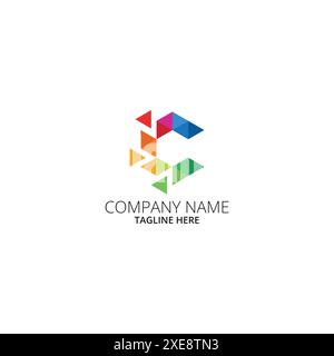 Abstract colorful letter c logo vector template. Stock Vector