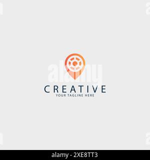 Drive and pin logo icon vector template Stock Vector