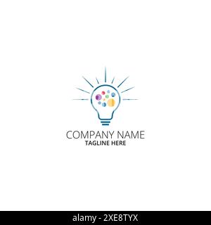 bulb lamp brain logo smart idea vector template. Stock Vector