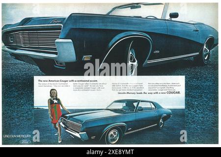 1969 Mercury Cougar convertible ad Stock Photo