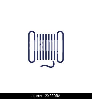 coil cable spool line icon on white Stock Vector