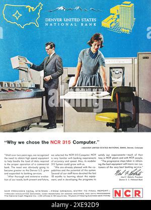 1963 NCR 315 Mainframe Computers Ad Stock Photo