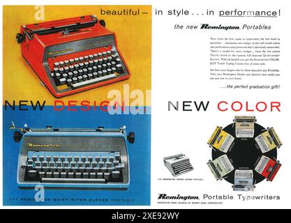 1960 Remington Travel-riter, Quiet-riter Typewriter Ad - New design, new color Stock Photo