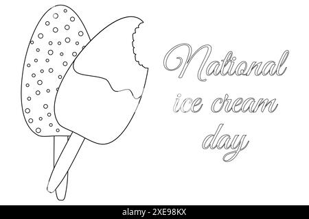 Celebrate National Ice Cream Day with this cute vector illustration for coloring featuring delicious ice cream bars. Perfect for design, summer-themed Stock Vector