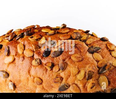 Gluten free multi seed bread with linseed isolated Stock Photo