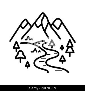 trail icon or modern line symbol. Vector line art and icon design with bold outline. Black and white Pixel Perfect minimalistic symbol isolated white Stock Vector