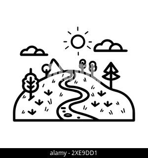 trail icon or modern line symbol. Vector line art and icon design with bold outline. Black and white Pixel Perfect minimalistic symbol isolated white Stock Vector