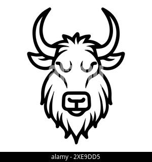 yak icon or modern line symbol. Vector line art and icon design with bold outline. Black and white Pixel Perfect minimalistic symbol isolated white ba Stock Vector