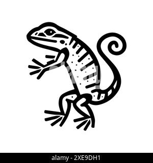 lizard icon or modern line symbol. Vector line art and icon design with bold outline. Black and white Pixel Perfect minimalistic symbol isolated white Stock Vector