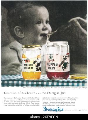 1945 Duraglas jar containers ad - Baby's food Stock Photo
