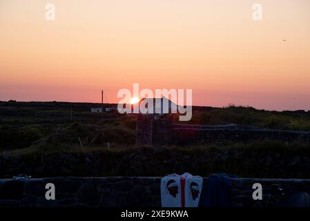 Sunset in Aran Island coastline in Co, Galway, Inishmore, Republica of Ireland Stock Photo