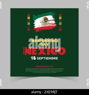 September 16 Mexico Independence Day Web Banner and Background. Mexican National Day Celebrations Banner With Mexico Flag For Social Media Cover ads Stock Vector