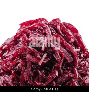 Fresh grated beetroot salad macro in white Stock Photo