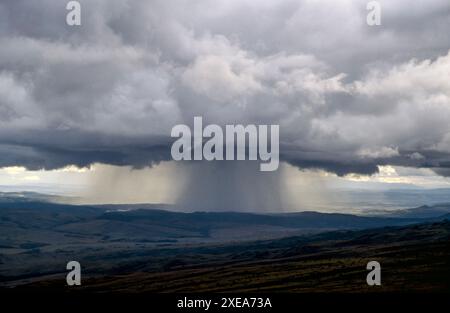 Tromba de agua sobre la sabana. Gran Sabana. State of Bolivar. Venezuela. Stock Photo