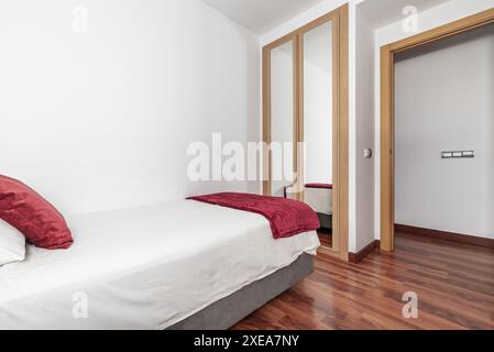 Bedding is made up of materials that are placed on the mattress of a bed for reasons of hygiene, warmth, mattress protection and decorative effect Stock Photo