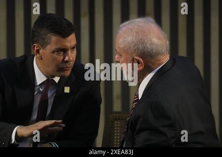 Presidents Lula da Silva and  Santiago Peña, of Brazil and Paraguay, at the Mercosur Summit - Rio de Janeiro, Brazil 12.07.2023 Stock Photo