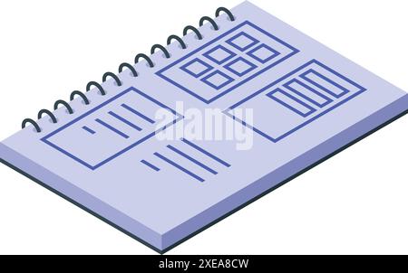 Web designer is working on a website interface layout using a notebook Stock Vector